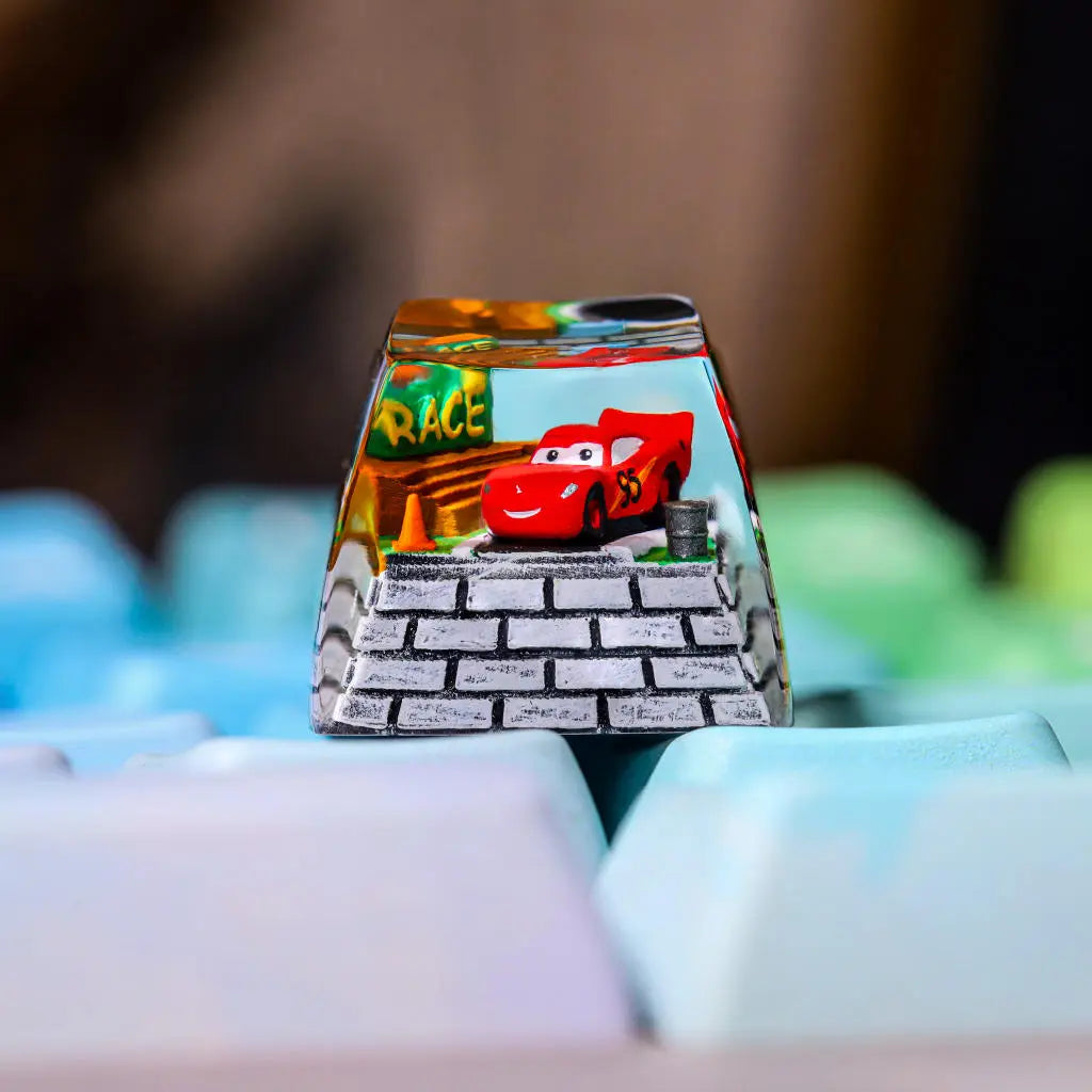 Lightning McQueen Artisan Keycap – Speed, Style & Story at Your Fingertips