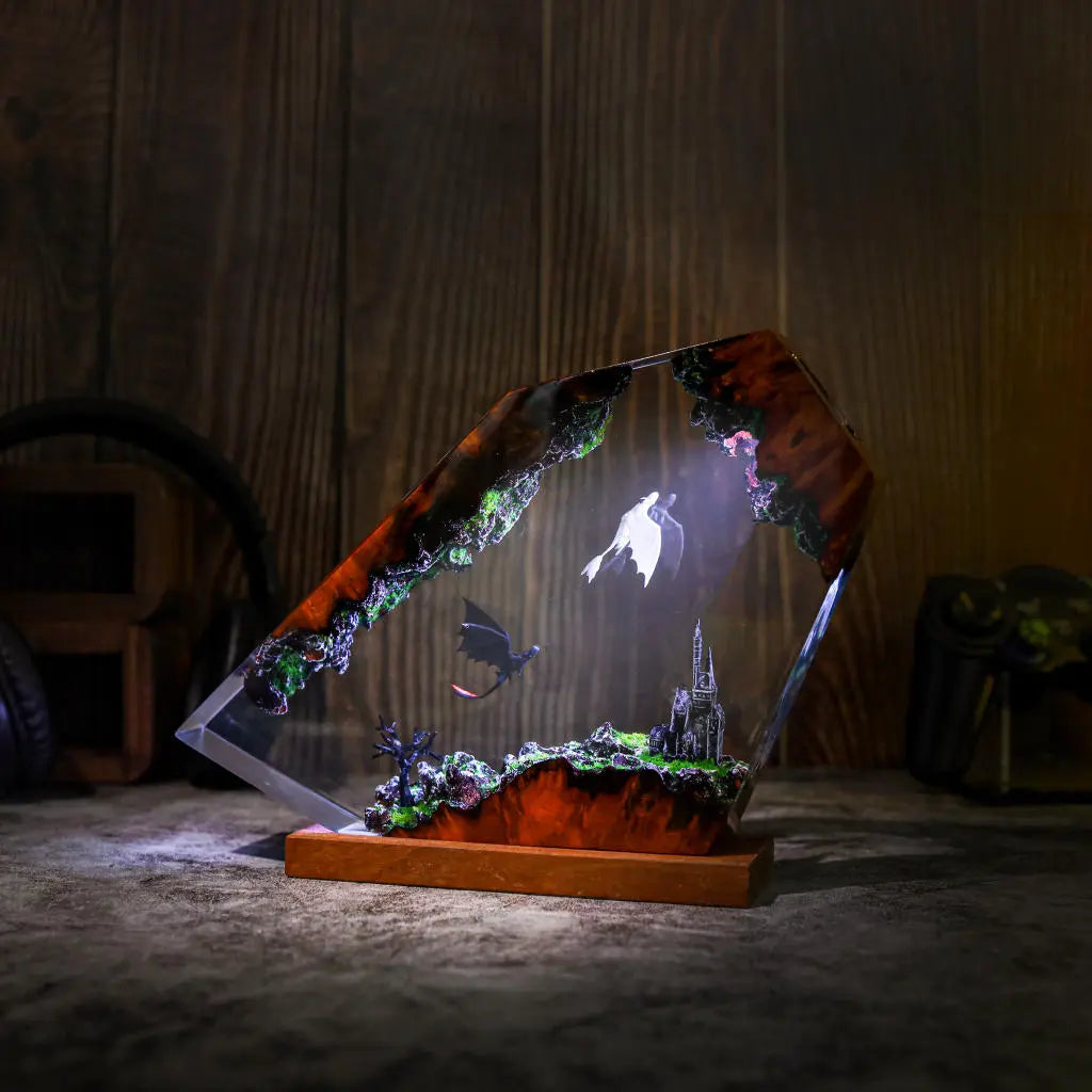 Flying Toothless and Light Fury Lamp