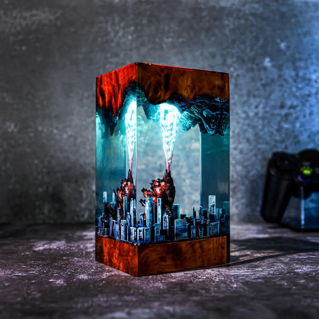 Godzilla Monster In The City Resin Night Light
