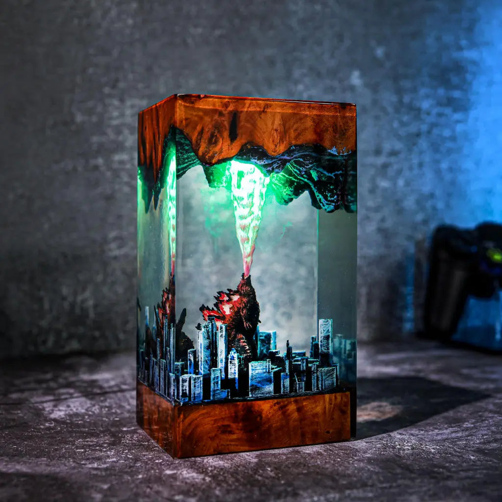 Godzilla Monster In The City Resin Night Light