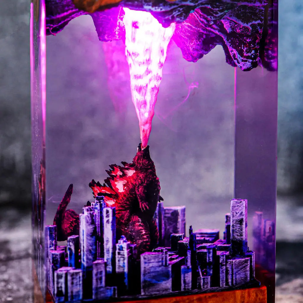 Godzilla Monster In The City Resin Night Light