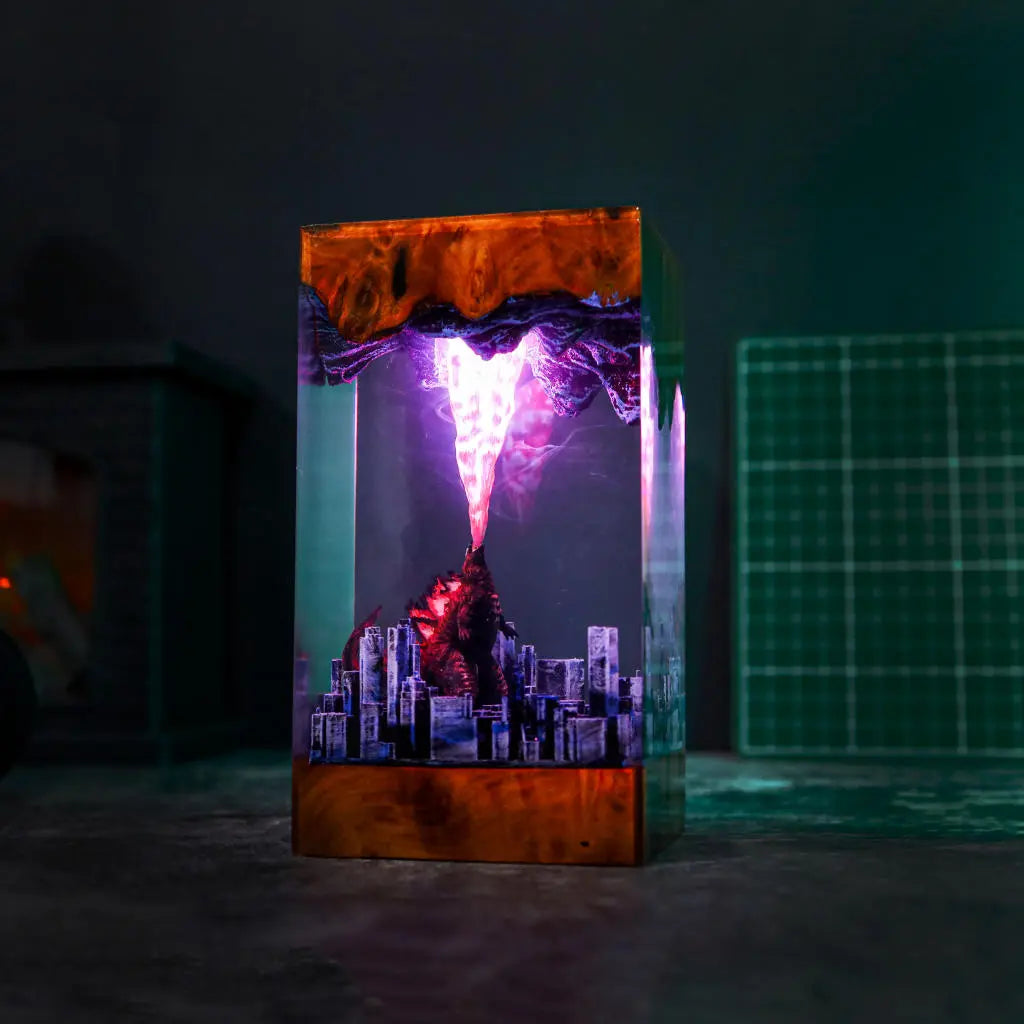 Godzilla Monster In The City Resin Night Light
