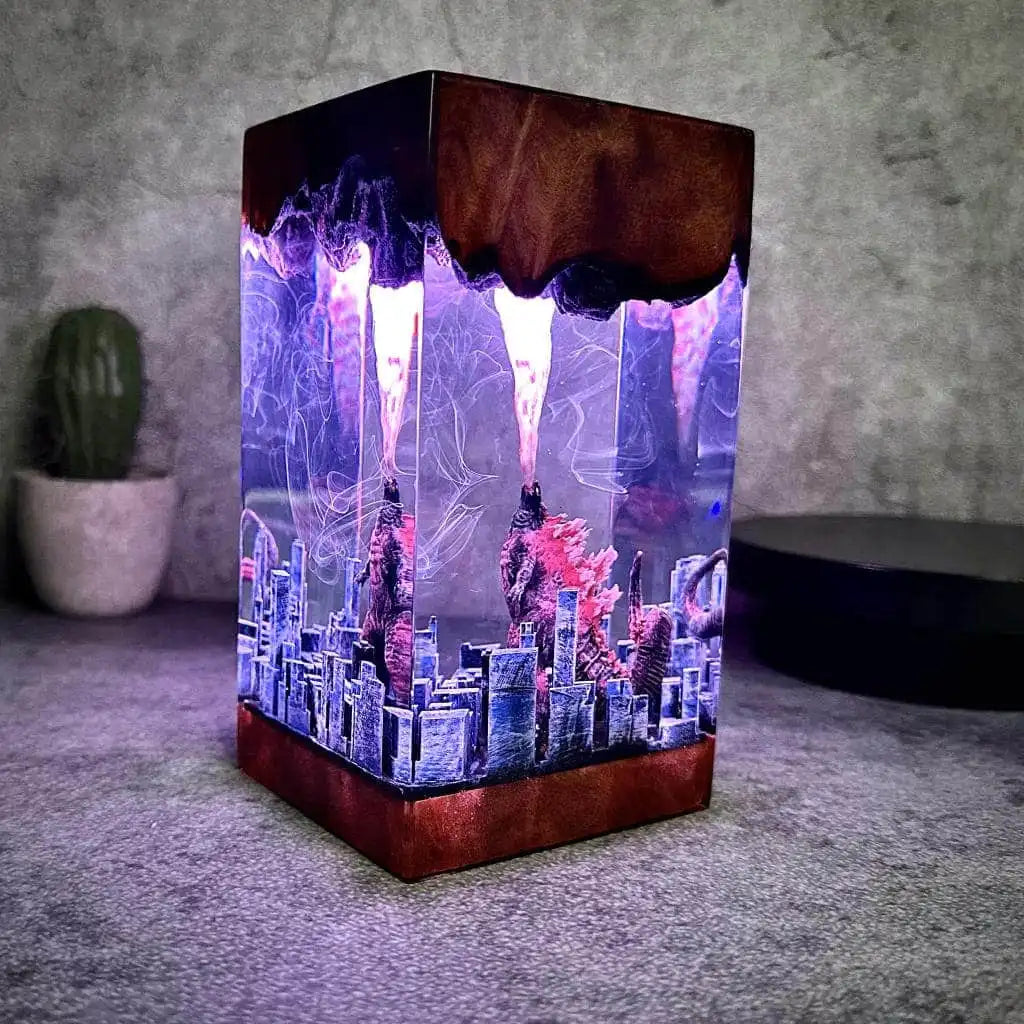 Godzilla Monster In The City Resin Night Light