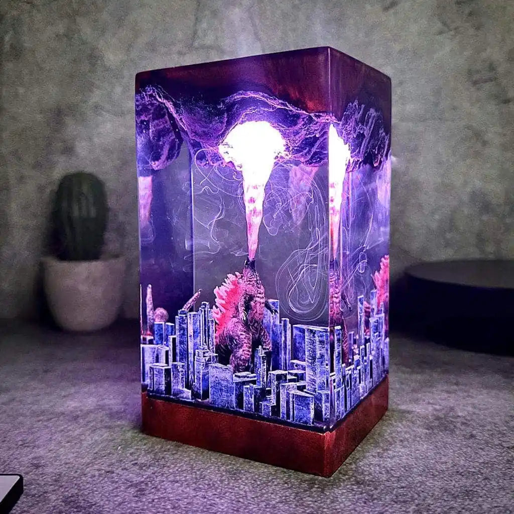 Godzilla Monster In The City Resin Night Light