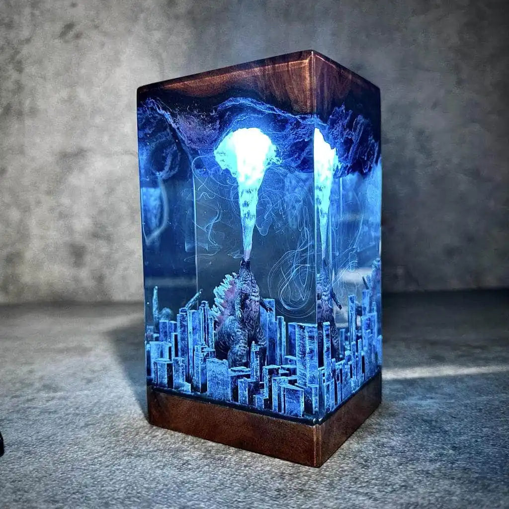 Godzilla Monster In The City Resin Night Light