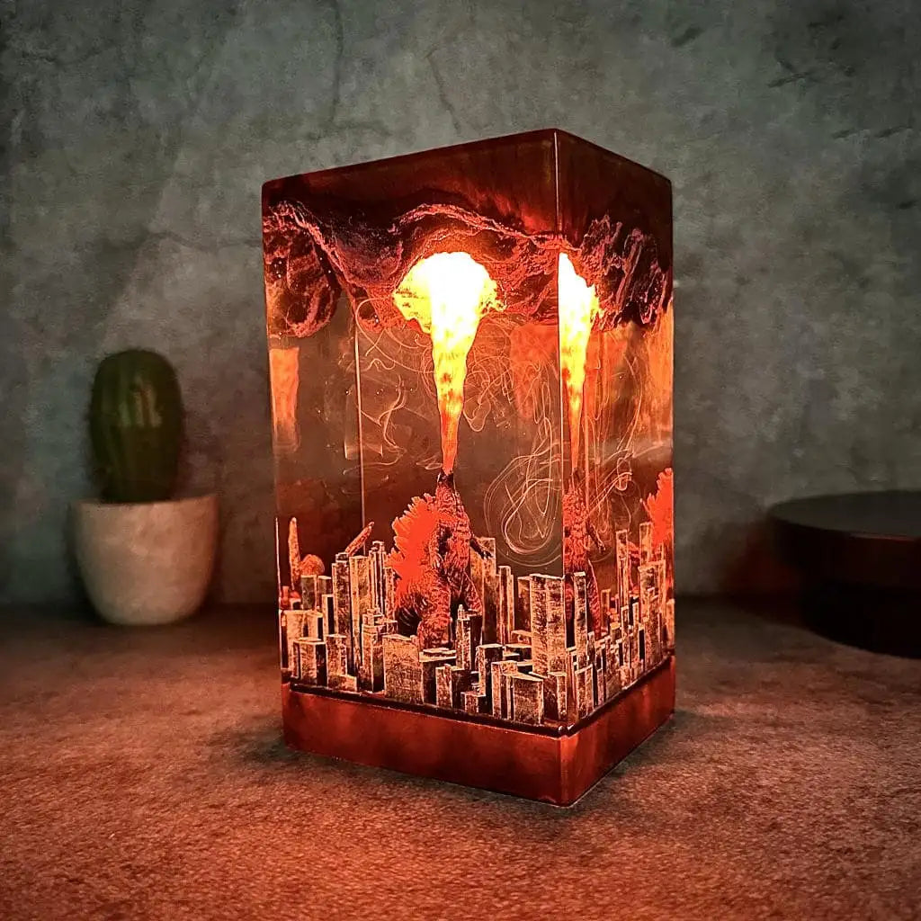 Godzilla Monster In The City Resin Night Light