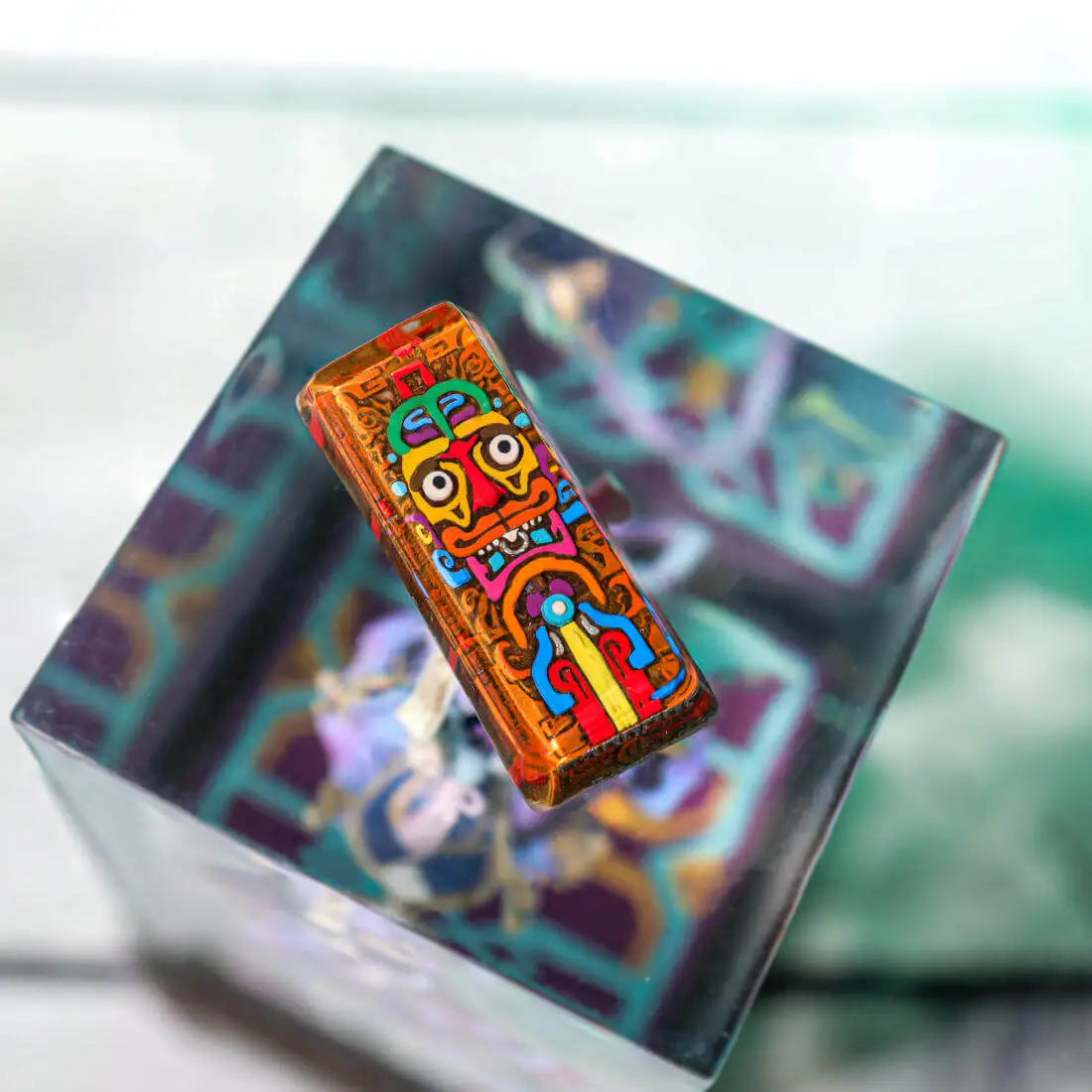 Aztec Totem Artisan Keycap – Handcrafted Resin Keycap for Cherry MX Keyboards