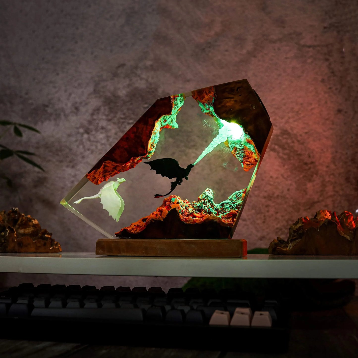 Fire Breathing Toothless and Light Fury Lamp