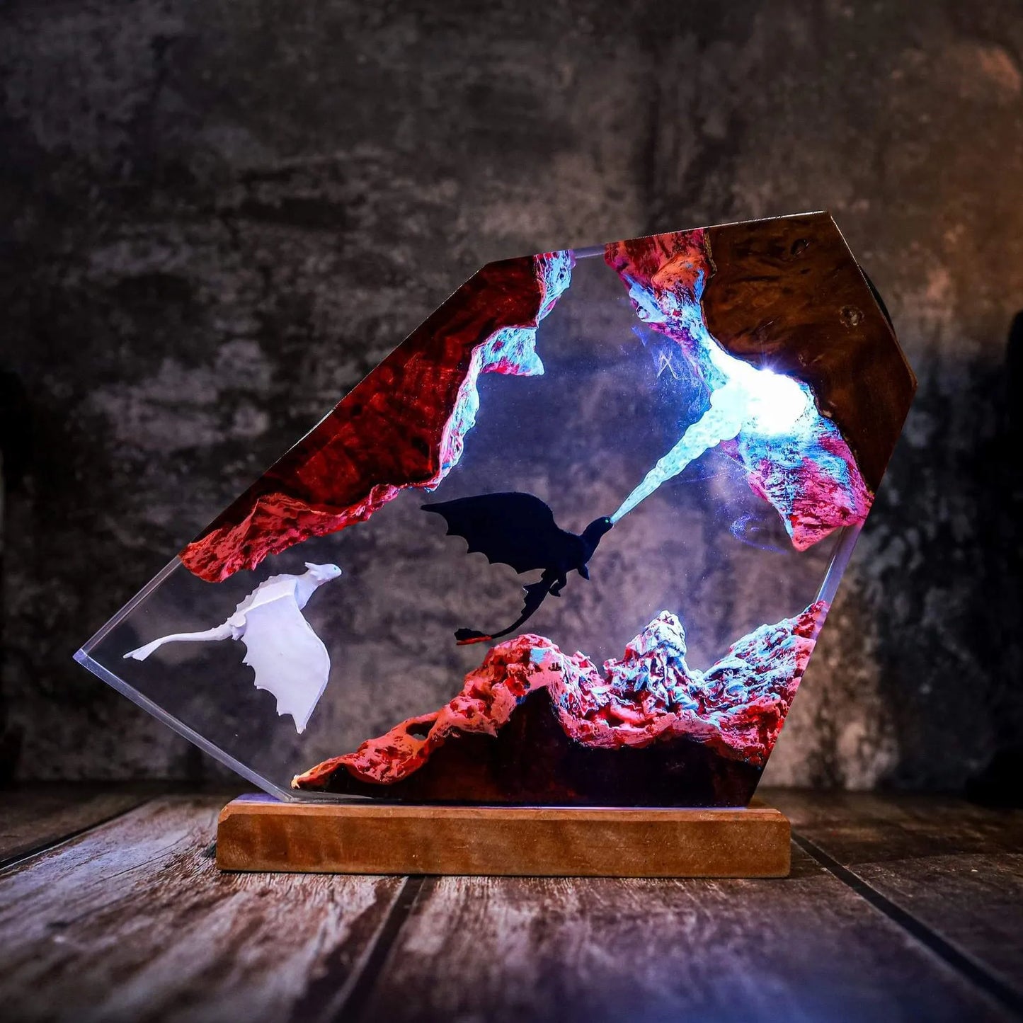 Fire Breathing Toothless and Light Fury Lamp