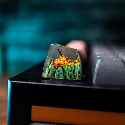 Glowing Sword Artisan Keycap – Flame-Inspired Resin Keycap for Mechanical Keyboards