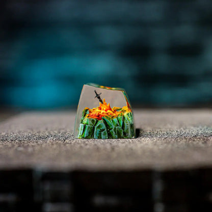 Glowing Sword Artisan Keycap – Flame-Inspired Resin Keycap for Mechanical Keyboards