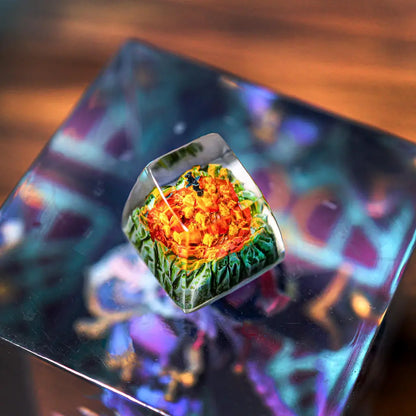 Glowing Sword Artisan Keycap – Flame-Inspired Resin Keycap for Mechanical Keyboards