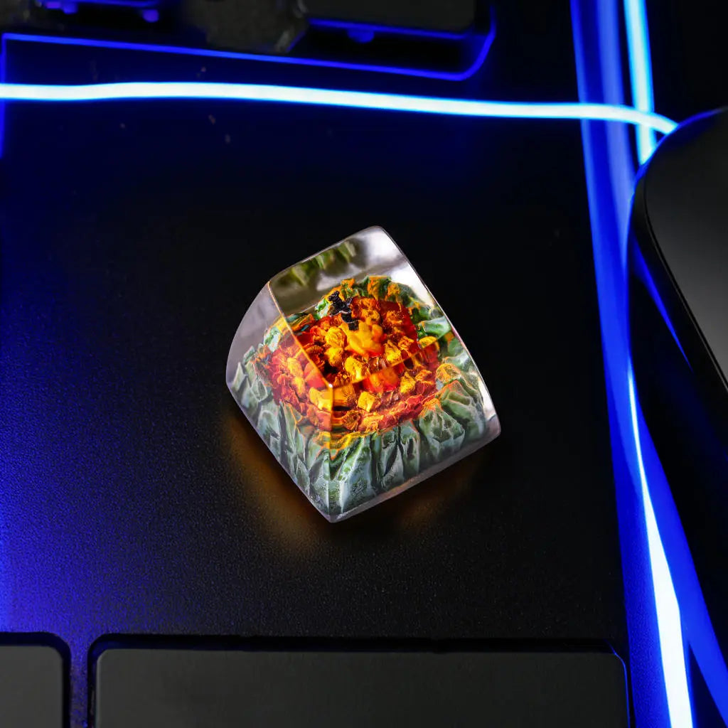 Glowing Sword Artisan Keycap – Flame-Inspired Resin Keycap for Mechanical Keyboards