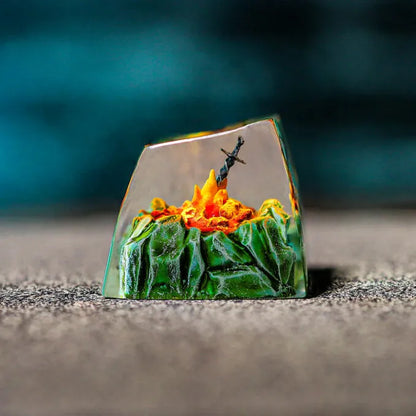 Glowing Sword Artisan Keycap – Flame-Inspired Resin Keycap for Mechanical Keyboards