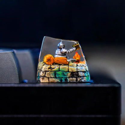 Glowing Sword Artisan Keycap – Flame-Inspired Resin Keycap for Mechanical Keyboards