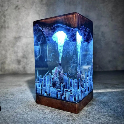 Godzilla Monster In The City Resin Night Light