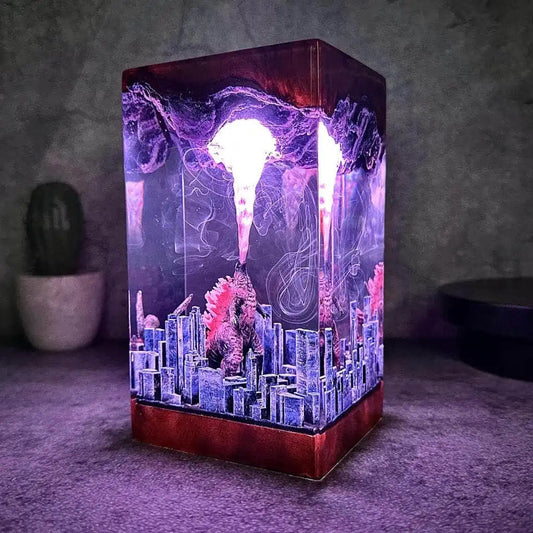 Godzilla Monster In The City Resin Night Light