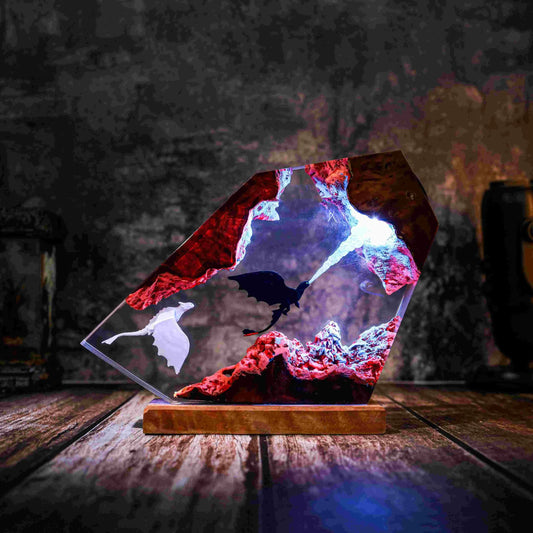 Fire Breathing Toothless and Light Fury Lamp