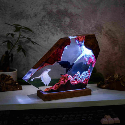 Fire Breathing Toothless and Light Fury Lamp